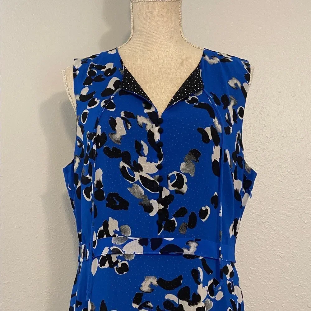 CAbi Blue Floral Untamed Electric Blue Asymmetrical Style 5576 Dress Size Large - Picture 2 of 9